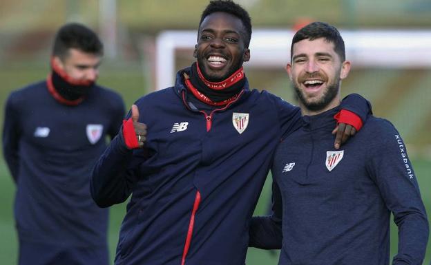 Yeray, con su amigo Williams, en un entrenamiento la pasada semana. 
