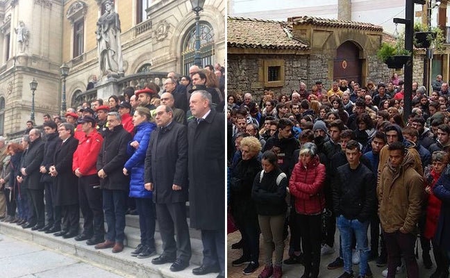 Multitudinaria concentración en el Ayuntamiento de Bilbao en repulsa por el fallecimiento del ertzaina