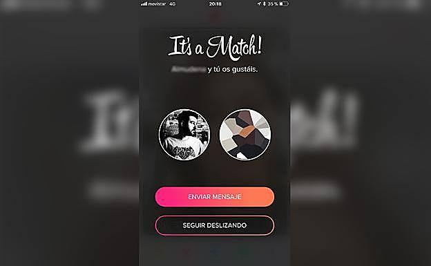 Pantalla que aparece al hacer 'match' con otro usuario. 