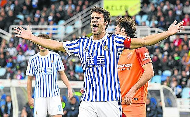Xabi Prieto, capitán de la Real, en un partido reciente.