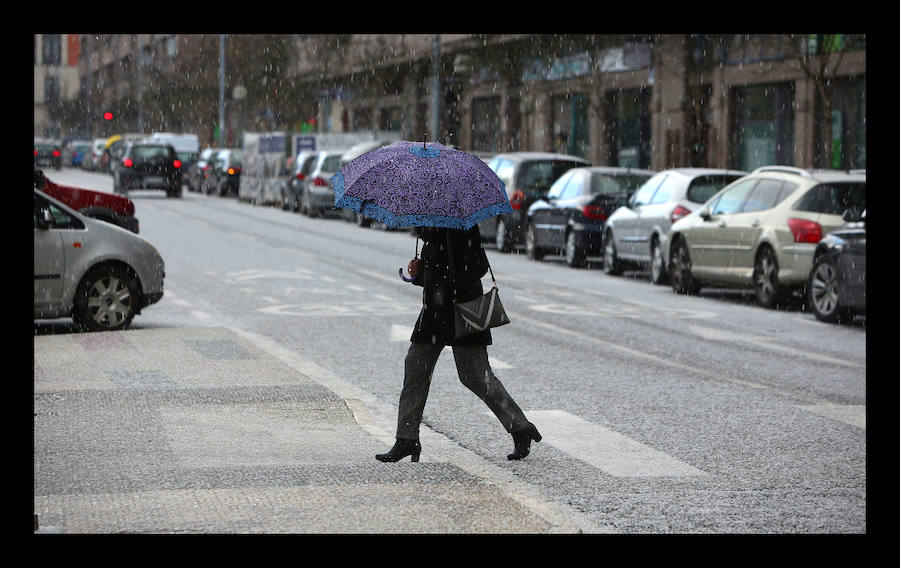 Fotos: Una fugaz granizada sorprende en Vitoria