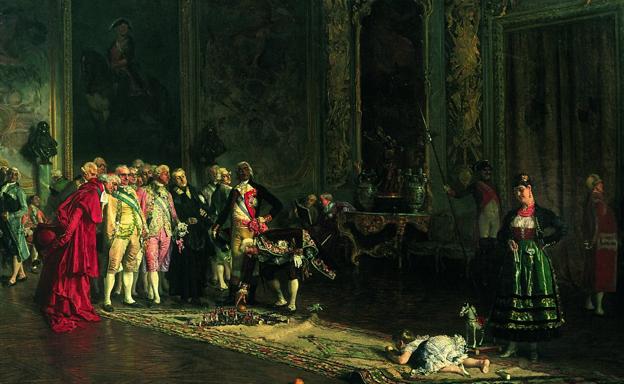 Imagen principal - Arriba, ’La educación de un príncipe’ (1870). El heredero juega a derribar soldados. Los de detrás saben que pueden caer en desgracia. Debajo, ’El favorito del rey’ (1867). El tema de los bufones estaba de moda, como lo demuestra el ‘Rigoletto’ de Verdi. En último lugar, Eduardo Zamacois murió a los 29 años y poco después toda su obra estaba comercializada