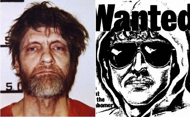 Theodore Kaczynski. Al lado, el retrato robot difundido por el FBI.