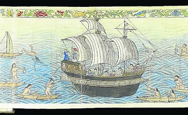 El encuentro con los indios de Filipinas. 