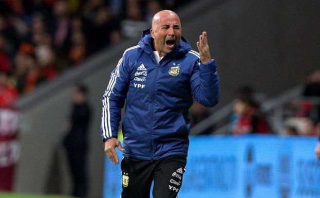 Jorge Sampaoli, durante el partido ante España. 