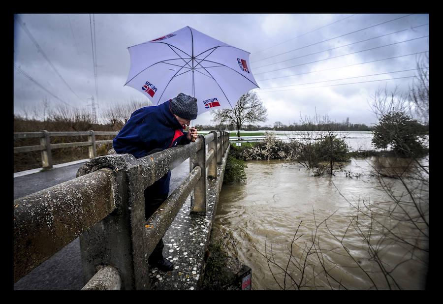 El río alavés ya se ha salido de su cauce en los puntos habituales como Abetxuko, Iurre y Asteguieta