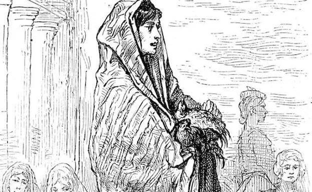 Vendedora del mercado de Vitoria. Grabado de Gustave Doré para 'L'Espagne' (J.C. Davillier, 1874).