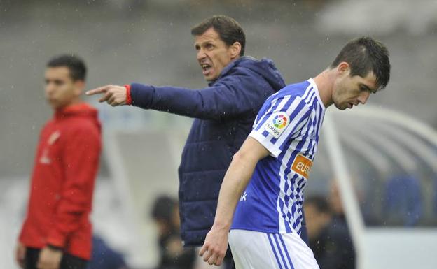 Cuco Ziganda, durante el derbi.