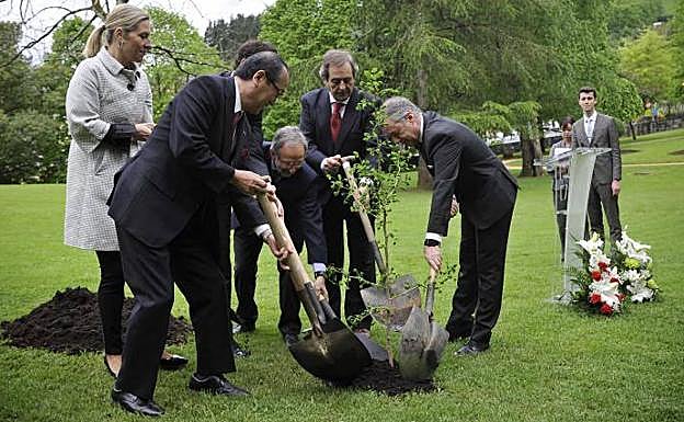 Han plantado un árbol en honor a las víctimas de Hiroshima.