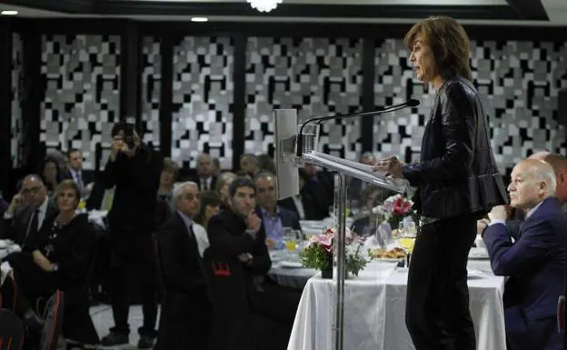 La consejera Cristina Uriarte, durante su intervención en 'Fórum Europa-Tribuna Euskadi'.