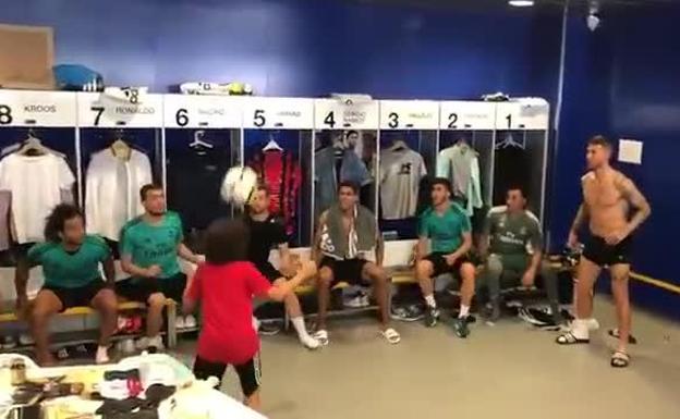 Locura del hijo de Marcelo en el vestuario del Madrid