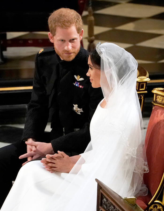 Harry y Meghan, durante el enlace.