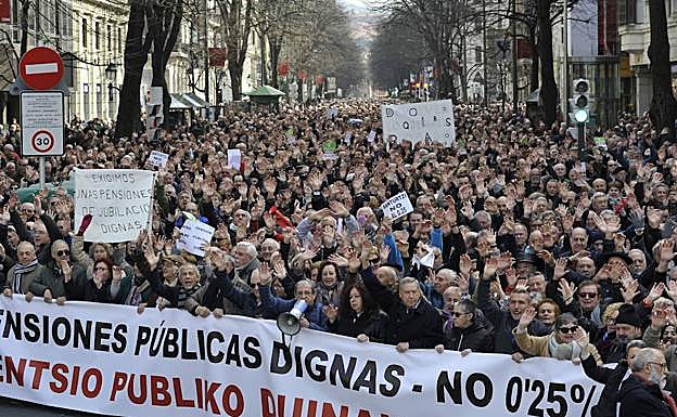 Manifestación de pensionistas en Bilbao.