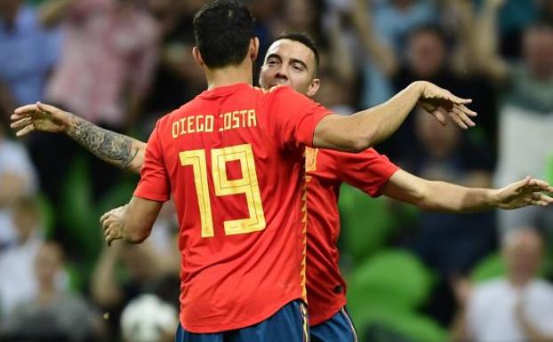 Diego Costa felicita a Iago Aspas