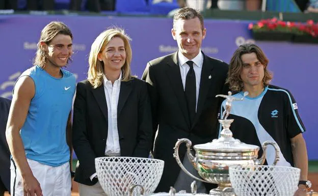 Iñaki Urdangarin y la Infanta Cristina, junto con Rafa Nadal y David Ferrer..