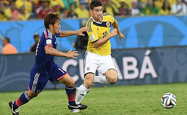 James, ante Japón en Brasil 2014. 