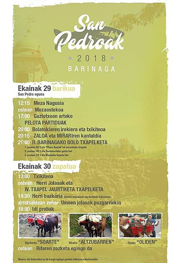 Programa de fiestas de Markina 2018: Barinagako Jaiak