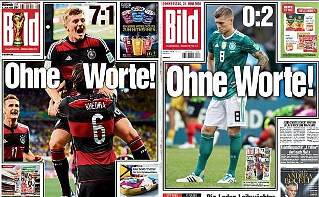 'Bild' recupera la portada de la goleada a Brasil para la eliminación de Alemania