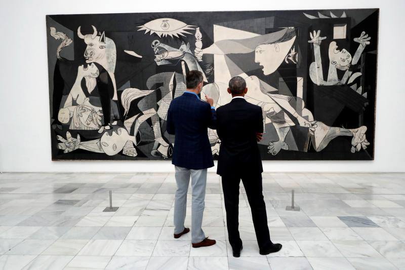 Felipe VI y Obama, esta mañana, en el Reina Sofía.