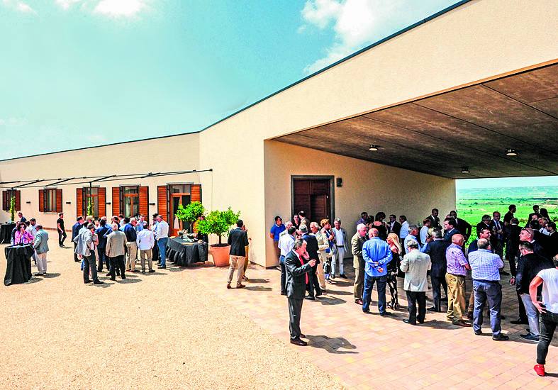 Los invitados tomaron un lunch en el patio de la bodega. 