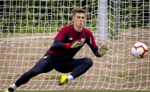 Kepa Arrizabalaga, el pasado 7 de agosto, en el último entrenamiento que realizó con el Athletic.