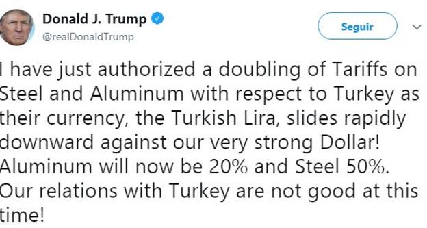 Turquía, la nueva víctima de Trump