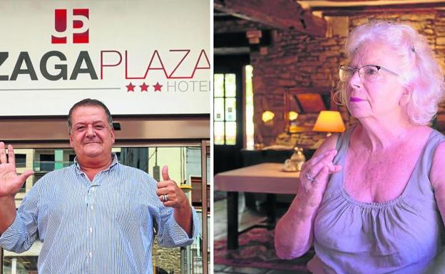 Andrés Guasch, director del hotel 'Plaza Unzaga', y Esther Gisasola, la máxima responsable del agroturismo Sosola.