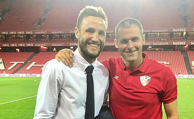 Gurpegui y Orbaiz antes del partido.