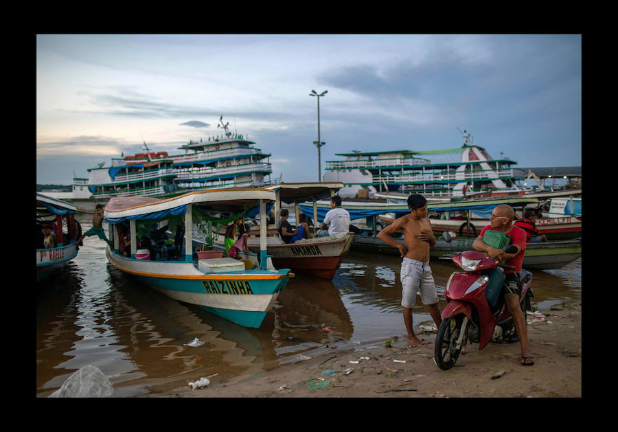 Científicos investigan sobre delfines de río en la Reserva de Desarrollo Sostenible Mamiragua en el estado de Amazonas, Brasil.