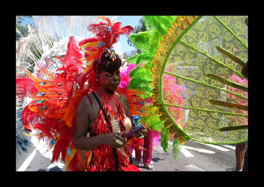 Participantes en el desfile anual del día de las Indias Occidentales el 3 de septiembre de 2018 en el barrio de Brooklyn de la ciudad de Nueva York. El desfile es una de las mayores celebraciones de la cultura caribeña en América del Norte. 