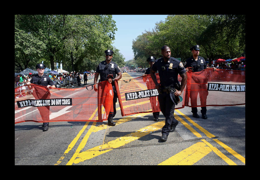 Participantes en el desfile anual del día de las Indias Occidentales el 3 de septiembre de 2018 en el barrio de Brooklyn de la ciudad de Nueva York. El desfile es una de las mayores celebraciones de la cultura caribeña en América del Norte. 