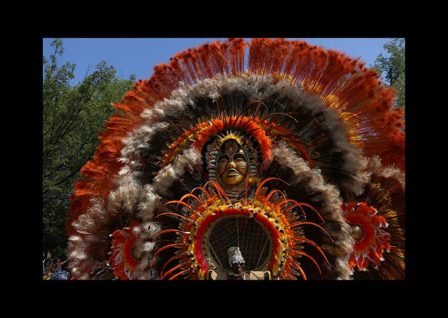 Participantes en el desfile anual del día de las Indias Occidentales el 3 de septiembre de 2018 en el barrio de Brooklyn de la ciudad de Nueva York. El desfile es una de las mayores celebraciones de la cultura caribeña en América del Norte. 