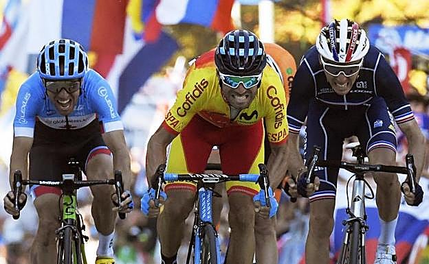 El murciano, durante el sprint.