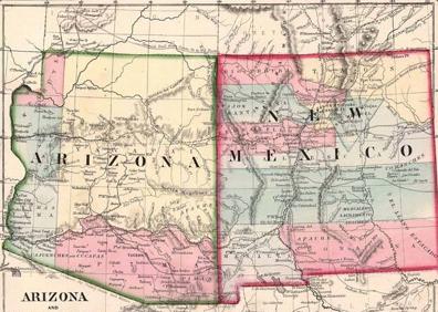 Imagen secundaria 1 - 1. Ruta. / 2. Mapa de Arizona y Nuevo México. / 3. El Camino Real de Tierra Adentro.