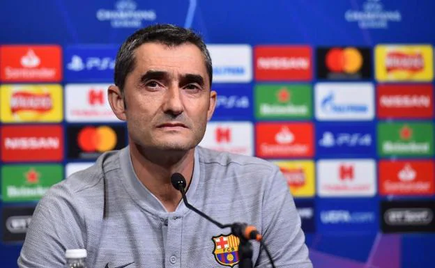 Ernesto Valverde, durante la rueda de prensa. 