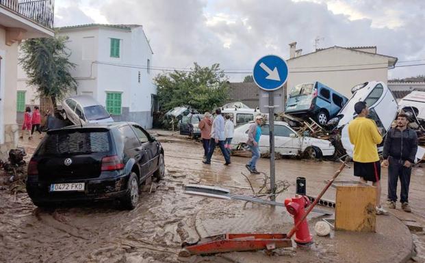 Aspecto que presentaba este miércoles una calle de la localidad de Sant Llorenç des Cardassar.