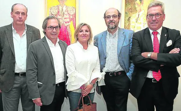 Rafael Asúa, Sabino Gutiérrez, Laura del Rey, Rafael Ferrer y Marcelino Gorbeña.