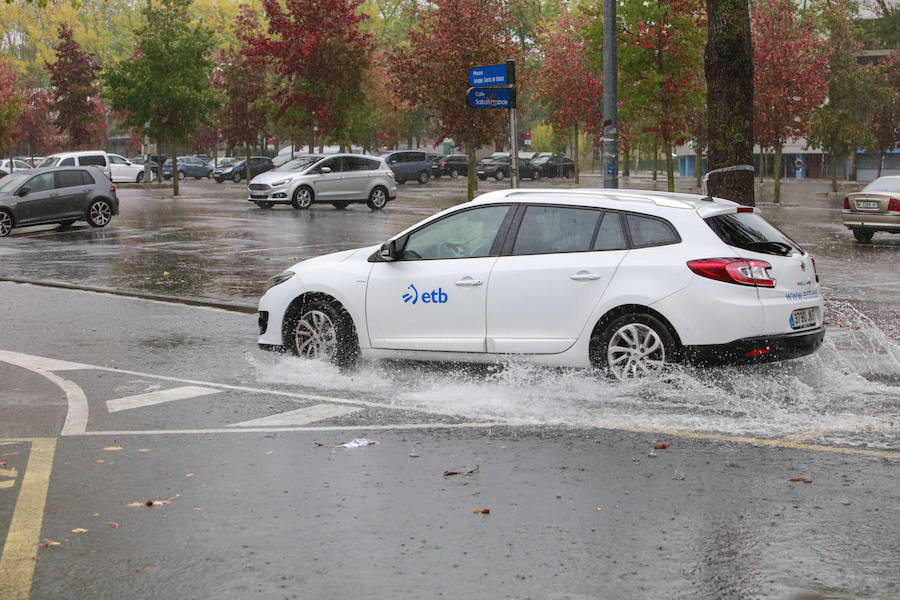 Fotos: Viento, lluvia intensa y balsas de agua en este domingo en Vitoria