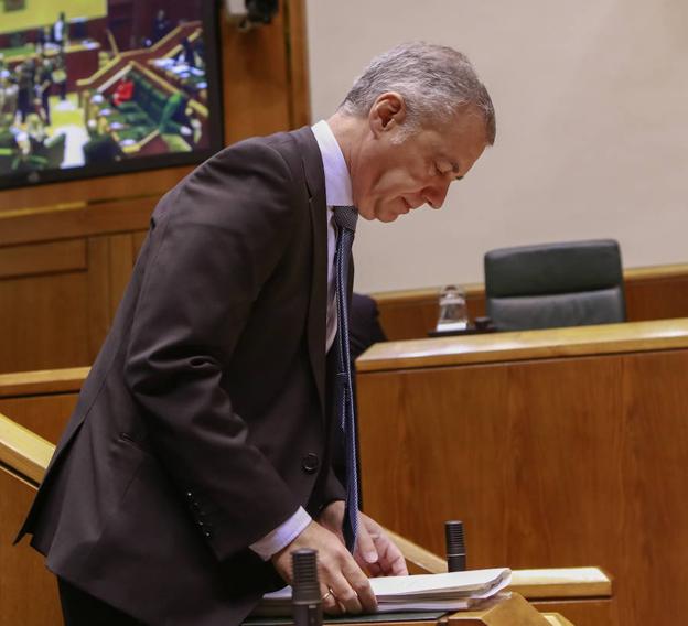 El lehendakari Iñigo Urkullu en el pleno de esta mañana.