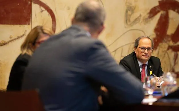 El Presidente de la Generalitat, Quim Torra, durante la reunión semanal del Govern.