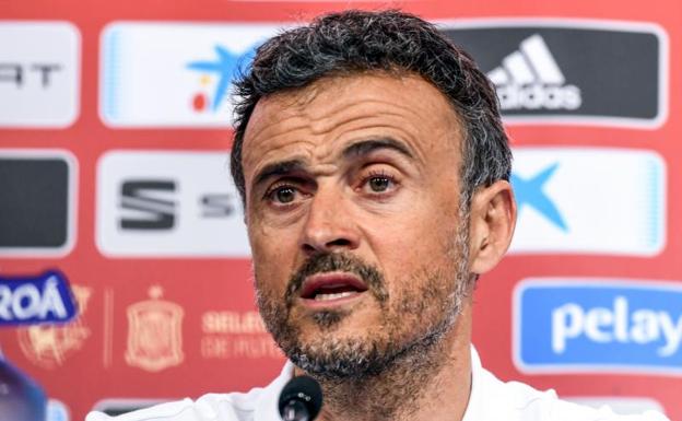 Luis Enrique, durante la rueda de prensa en Zagreb. 