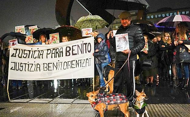 Manifestación en Bilbao por el asesinato del perro Benito, el pasado mes de septiembre.