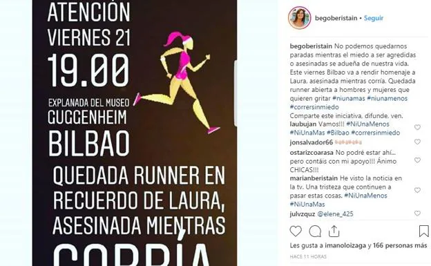 Quedada runner en Bilbao en recuerdo de Laura Luelmo y para reivindicar poder «correr libres y solas»