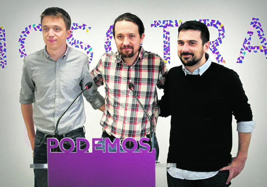 Íñigo Errejón, Pablo Iglesias y Ramón Espinar, en una imagen tomada el pasado mes de agosto.
