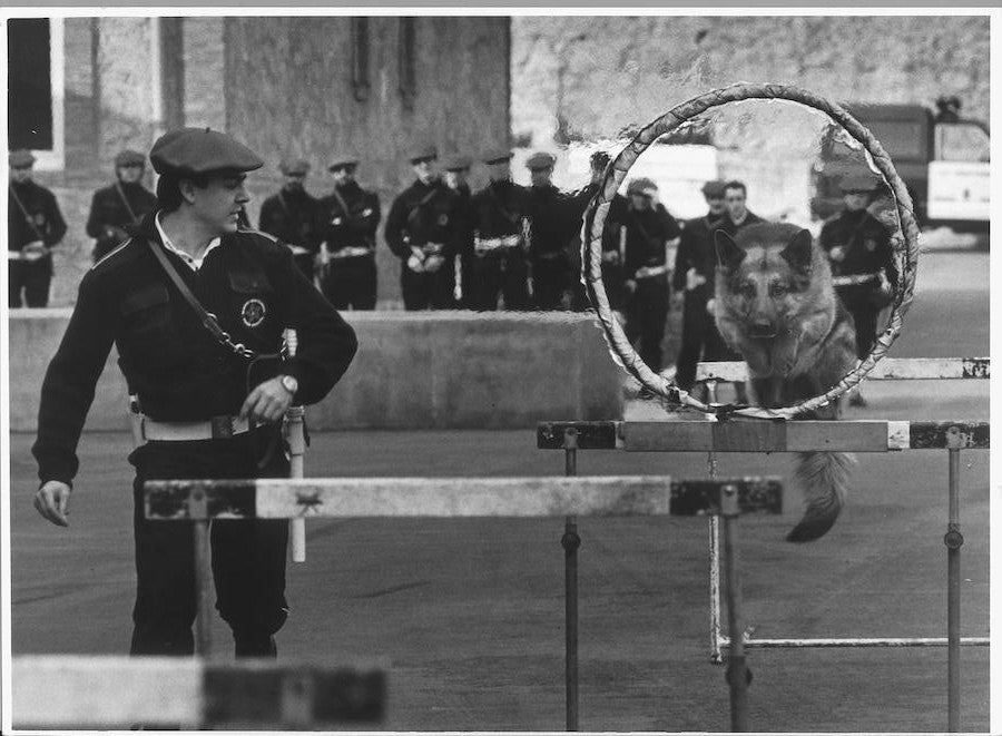 Entrenamiento de la patrulla canina en 1990.