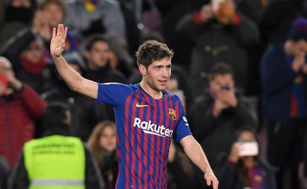 Sergi Roberto, durante el partido ante el Sevilla. 