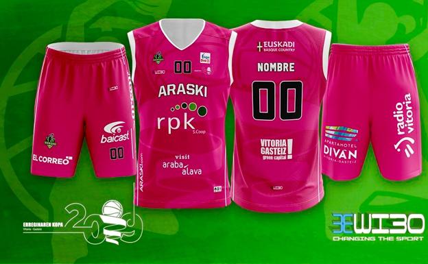 La equipación fucsia que lucirá el Araski en la Copa de la Reina de Vitoria.