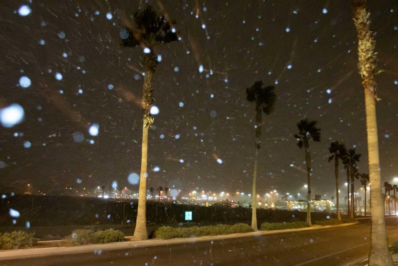 Copos de nieve cayendo en Las Vegas