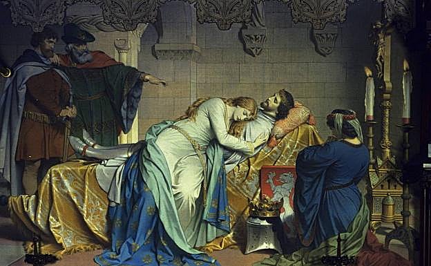 La muerte de Isolda, pintada por August Spiess.