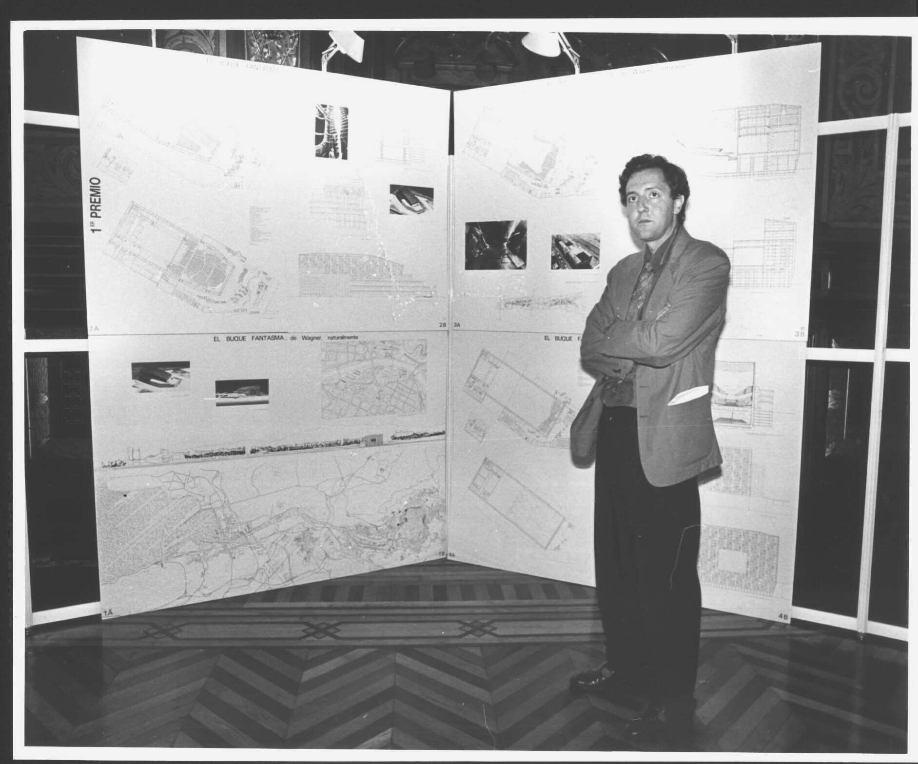 El arquitecto Federico Soriano, en la presentación de los planos en 1992.